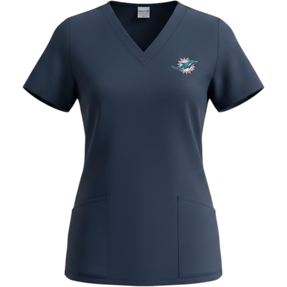 Landau. UNISEX Scrub V-Neck Top (7502).   Navy (BNP).MED .NEW W/POCKETS